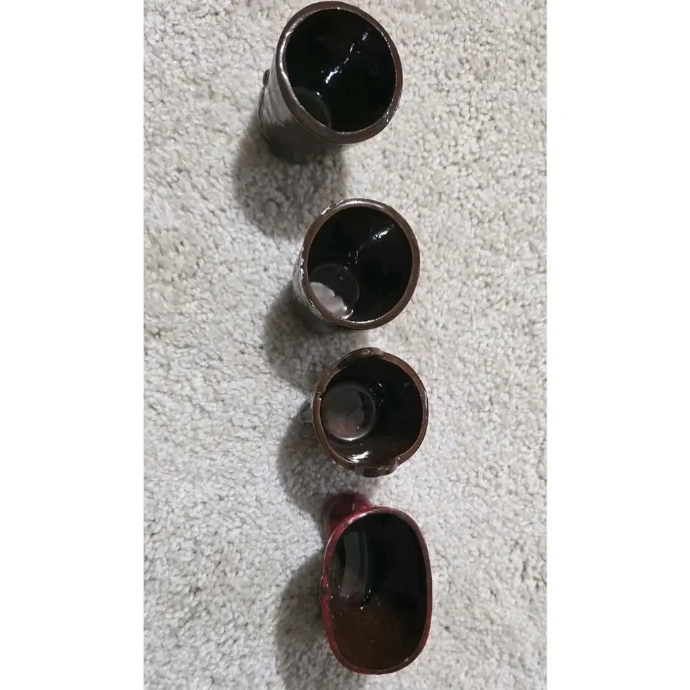Vintage Japan Ceramic Novelty set of 8 Figural Shot Glasses Gun Shot Long Shot